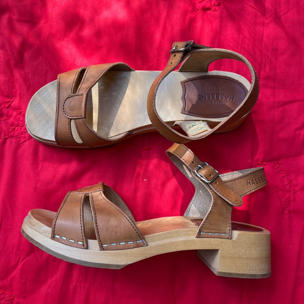 Swedish Hasbeens Brown Leather Sandals - Picture 3 of 4